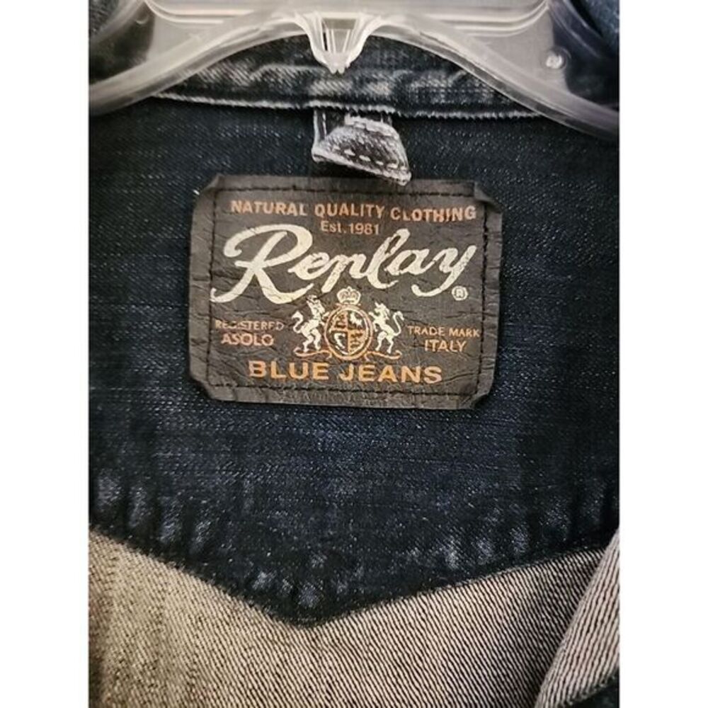 Vintage replay wv830 denim womens jacket Distressed sz Large Made In Italy Asolo - Picture 3 of 15